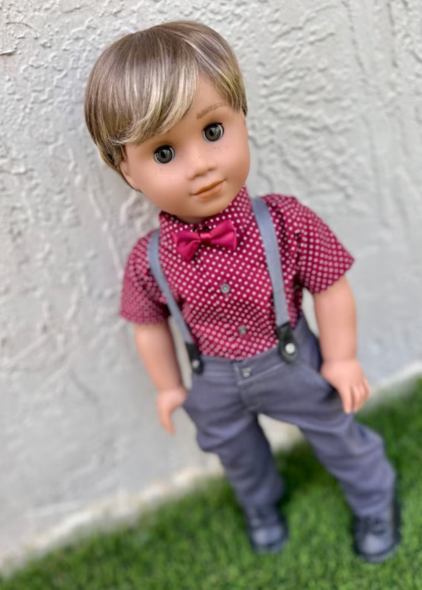American Girl Doll Custom 18 Inch doll Vegan Mohair Wig | 10-11 Head Size "Stretch Cap" | Made to Fit 18’’ American Girl Doll OG Meadowdolls Boy