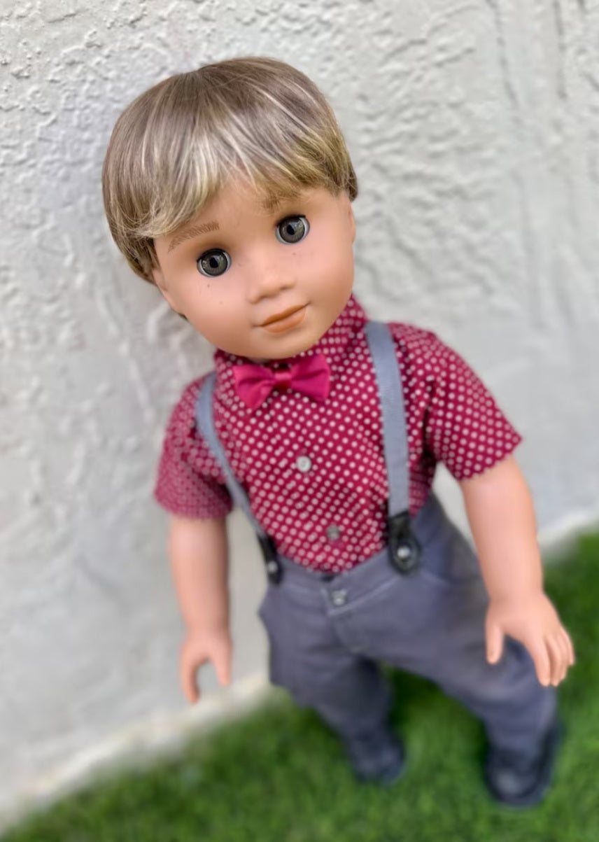 American Girl Doll Custom 18 Inch doll Vegan Mohair Wig | 10-11 Head Size "Stretch Cap" | Made to Fit 18’’ American Girl Doll OG Meadowdolls Boy