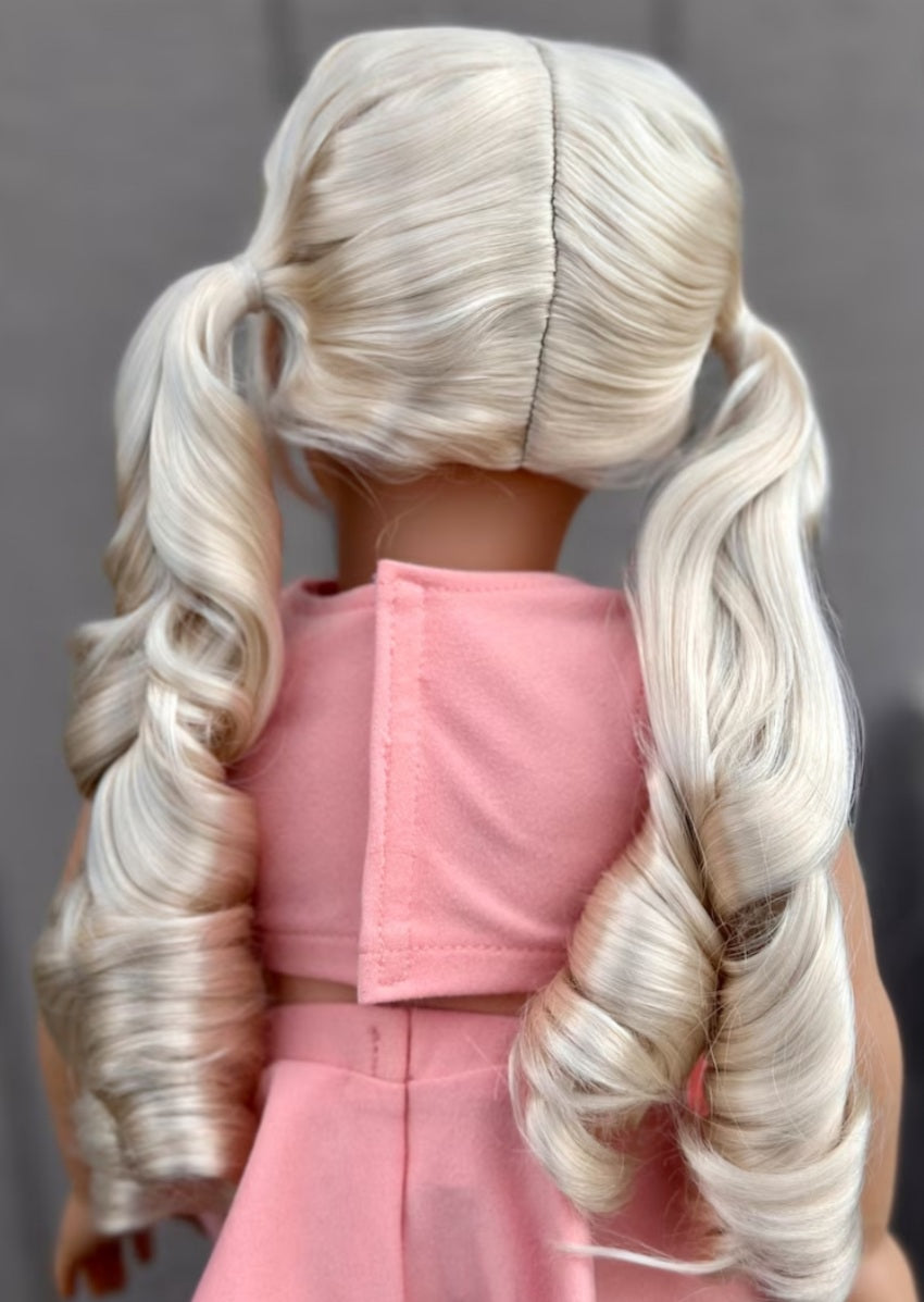 American Girl Doll Custom 18 Inch doll Vegan Mohair Wig | 10-11 Head Size "Stretch Cap" | Made to Fit 18’’ American Girl Doll OG Meadowdolls