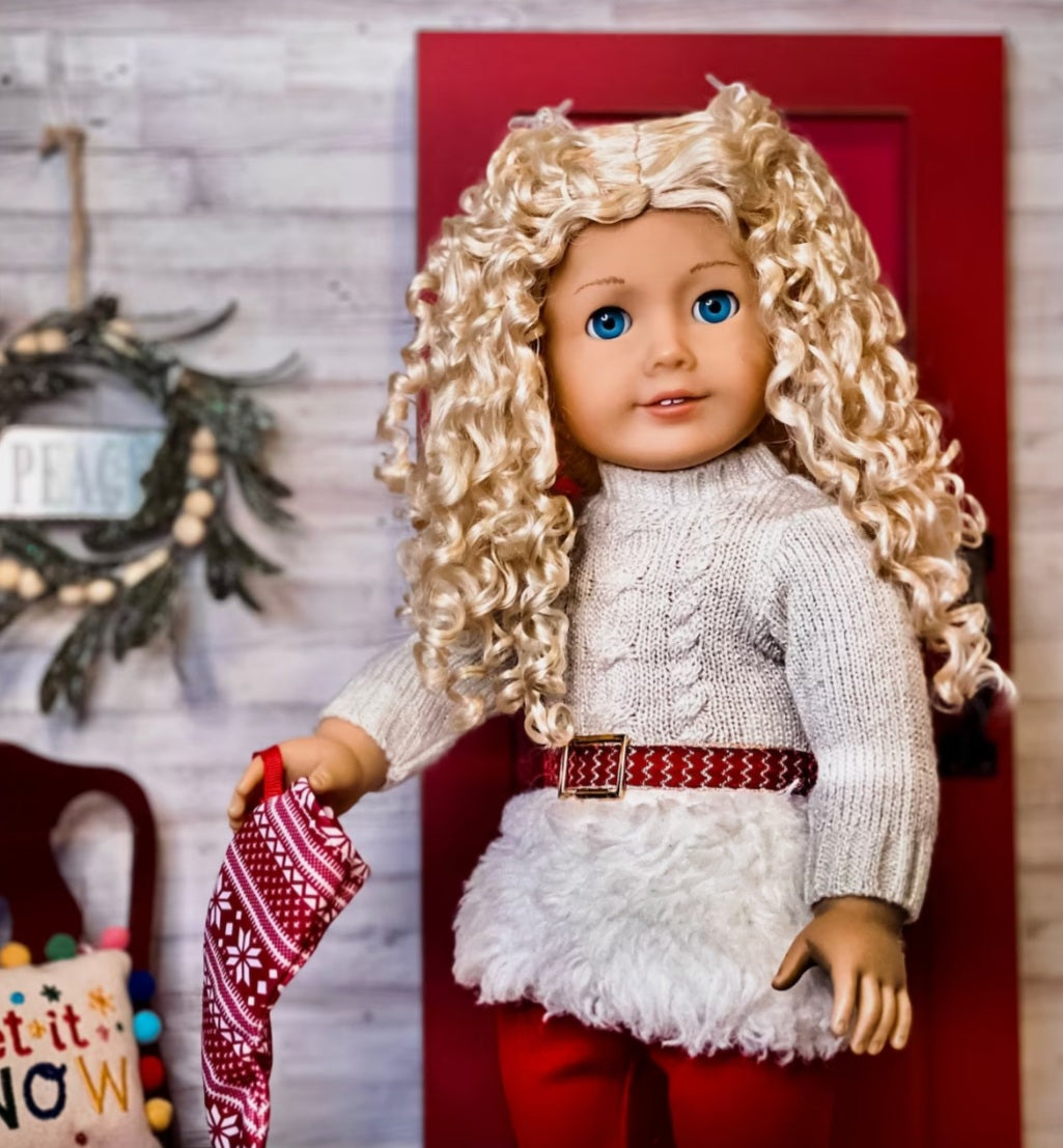 Zazou Dolls Custom 18 Inch doll Vegan Mohair Wig | 11-12" Head Size "Stretch Cap" | Made to Fit 18’’ American Doll OG Meadowdolls Ardyn