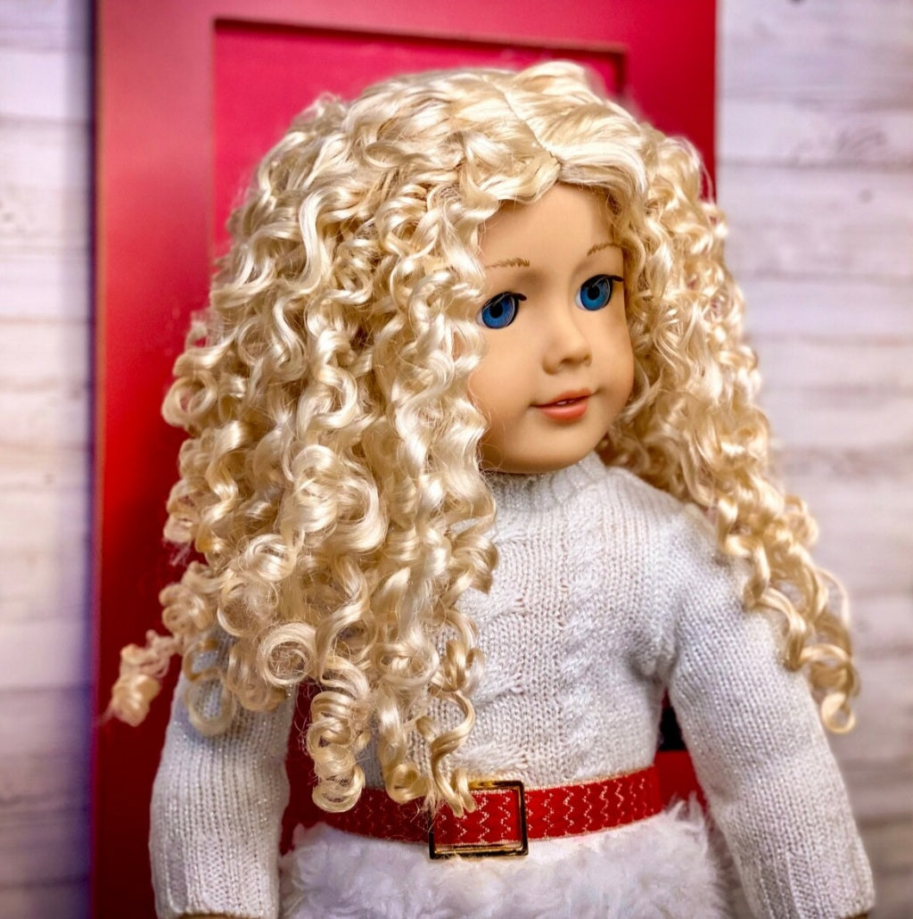 Zazou Dolls Custom 18 Inch doll Vegan Mohair Wig | 11-12" Head Size "Stretch Cap" | Made to Fit 18’’ American Doll OG Meadowdolls Ardyn