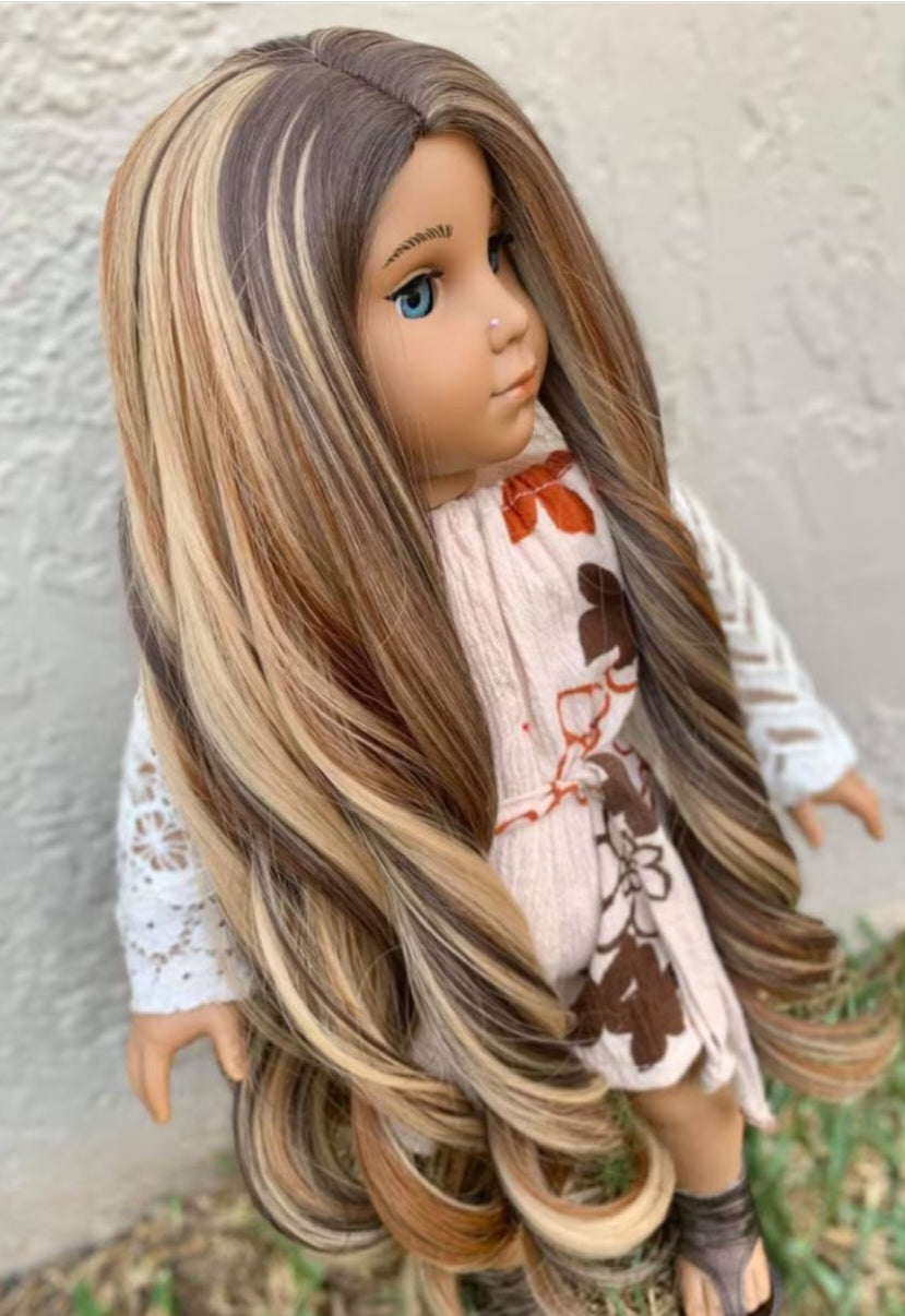 Zazou Dolls Exclusive WIG Golden Sunset for 18 Inch dolls such as OG & American Girl