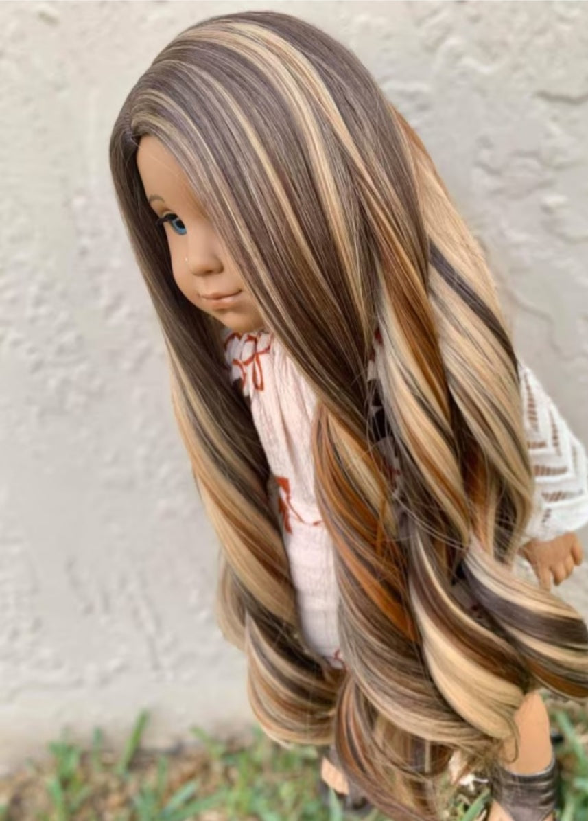 Zazou Dolls Custom doll wig for 18" American Doll - Heat Safe - Tangle Resistant-fits 11" head size of 18" dolls OG BJD Gotz
