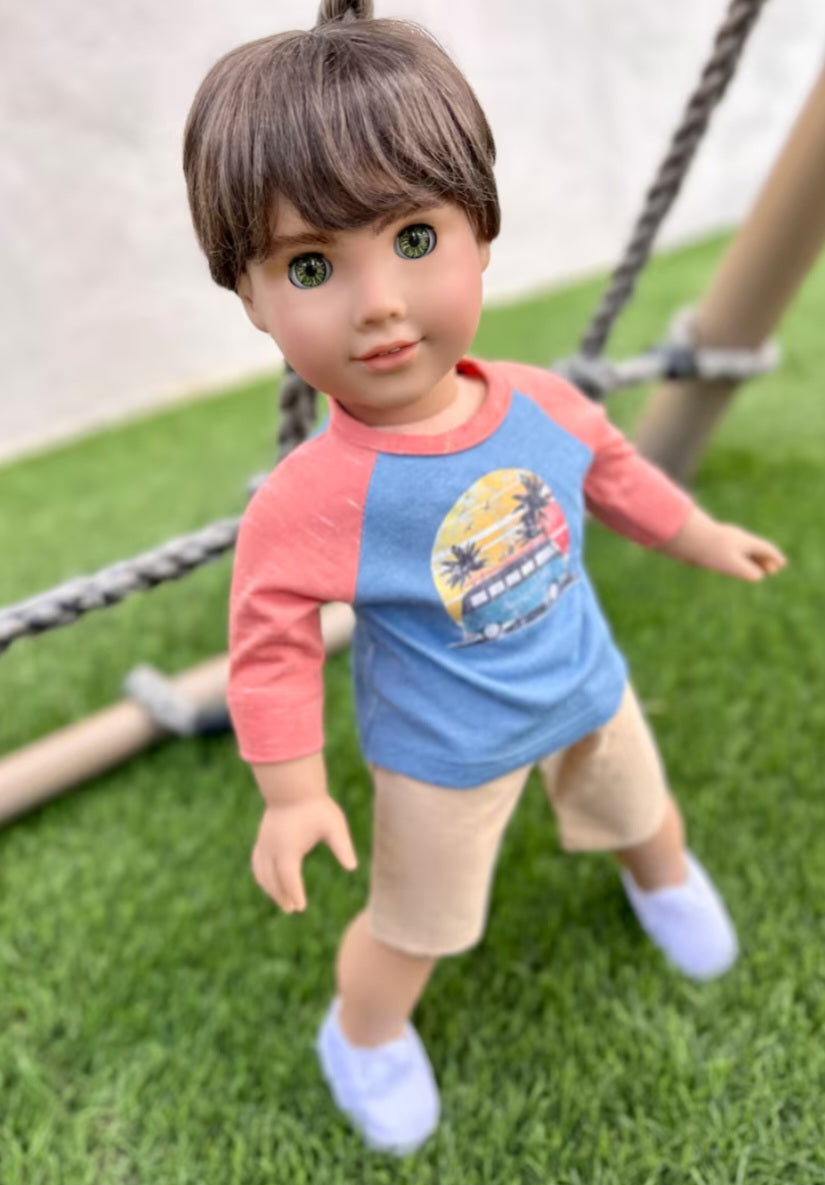 American Girl Doll Custom 18 Inch doll Vegan Mohair Wig | 10-11 Head Size "Stretch Cap" | Made to Fit 18’’ American Girl Doll OG Meadowdolls BOY