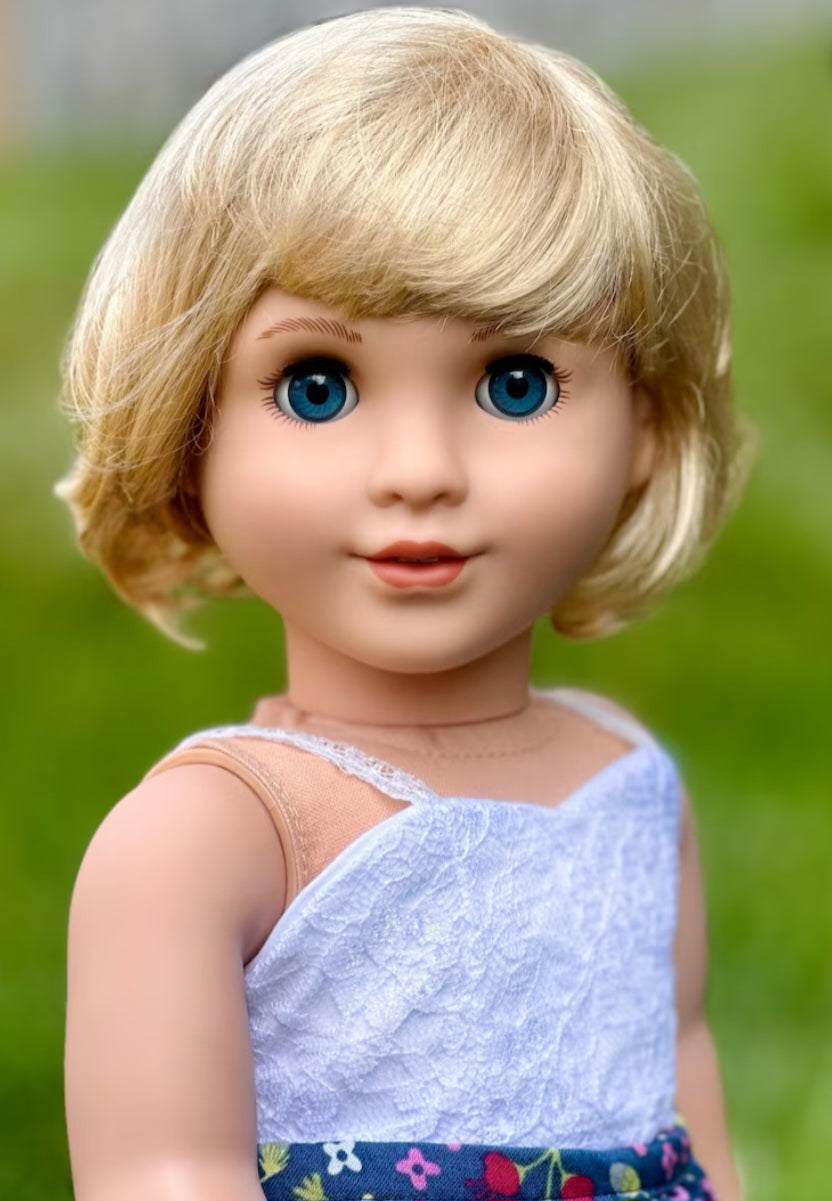 American Girl Doll Custom 18 Inch doll Vegan Mohair Wig | 10-11 Head Size "Stretch Cap" | Made to Fit 18’’ American Girl Doll OG Meadowdolls