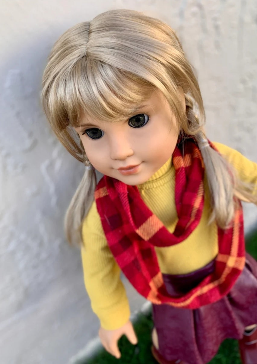 American Girl Doll Custom 18 Inch doll Vegan Mohair Wig | 10-11 Head Size "Stretch Cap" | Made to Fit 18’’ American Girl Doll OG Meadowdolls