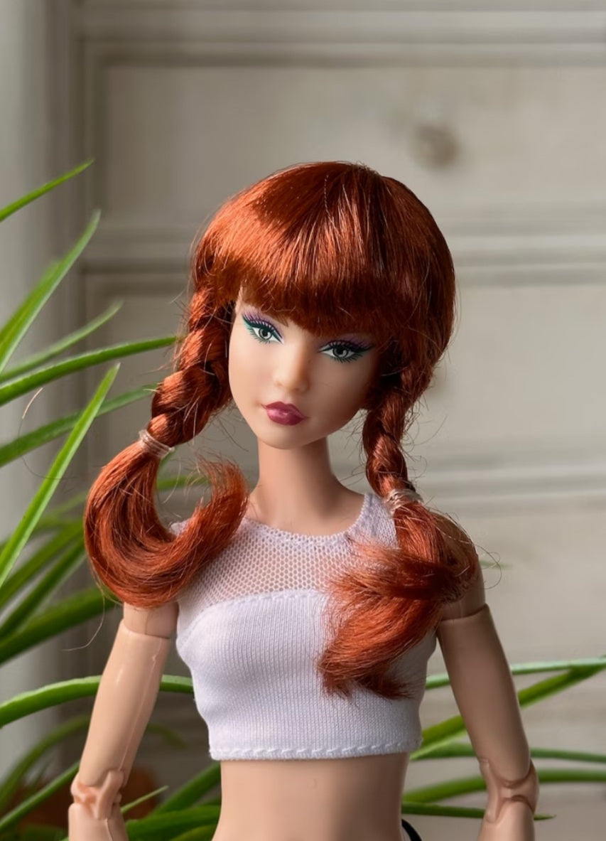 Bar Copper Vegan Mohair Wig for 1/6 Fashion Dolls, 3-4" Head