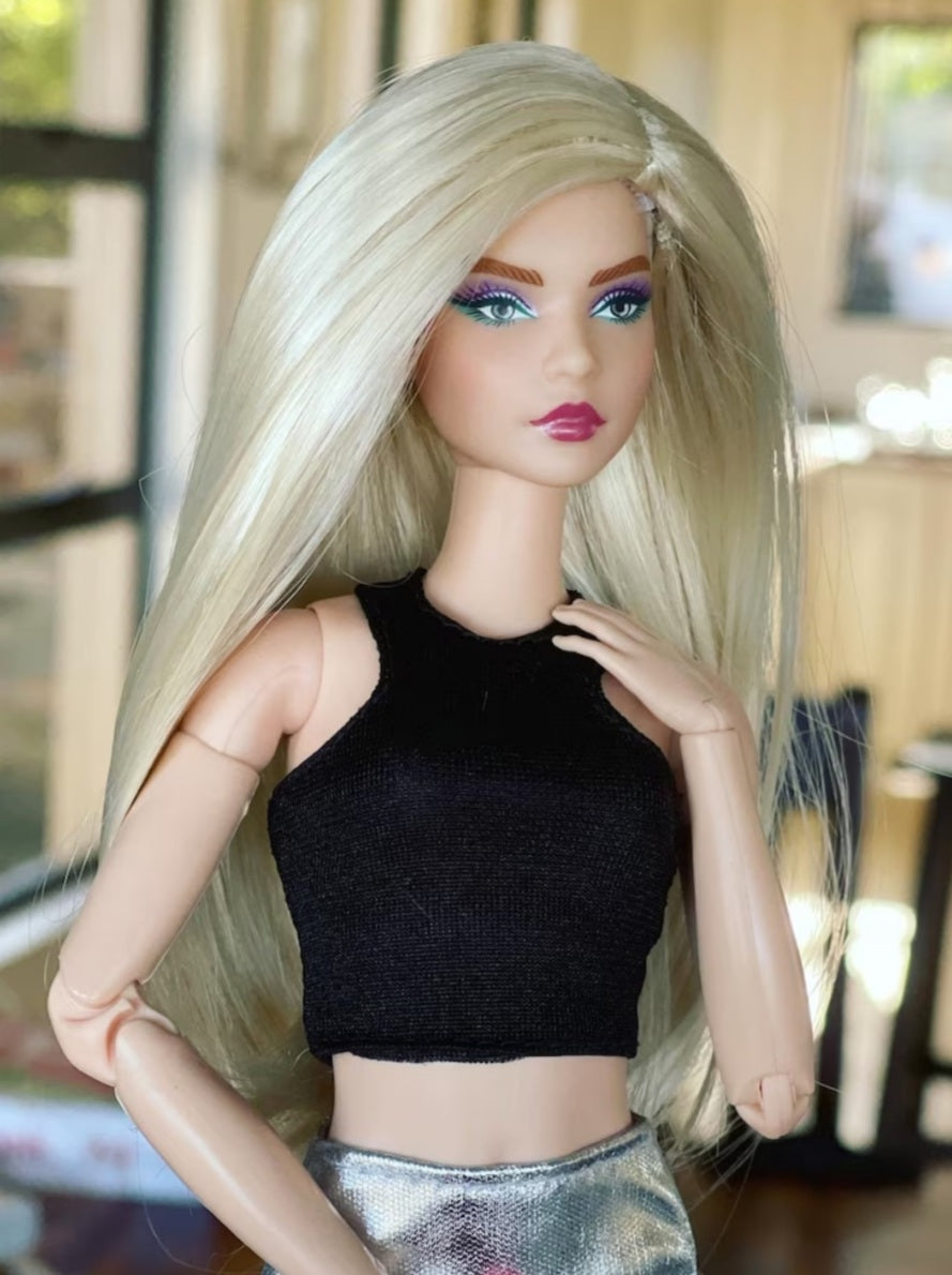 Barb Girl Vegan Mohair Wig for 1/6 Fashion Dolls, 3-4" Head