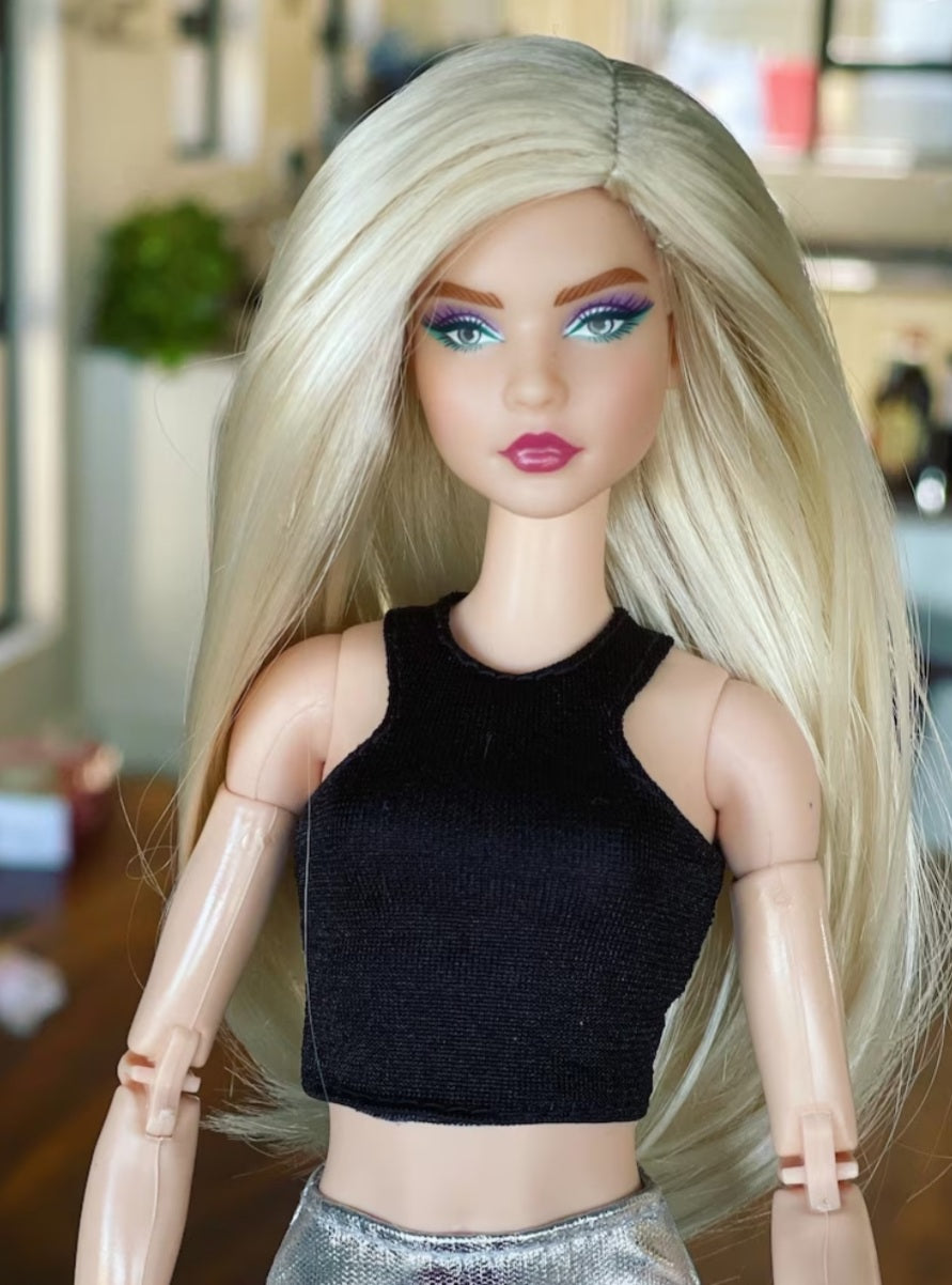 Barb Girl Vegan Mohair Wig for 1/6 Fashion Dolls, 3-4" Head