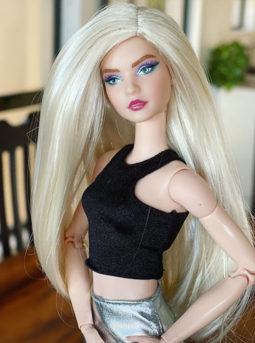 Barb Girl Vegan Mohair Wig for 1/6 Fashion Dolls, 3-4" Head