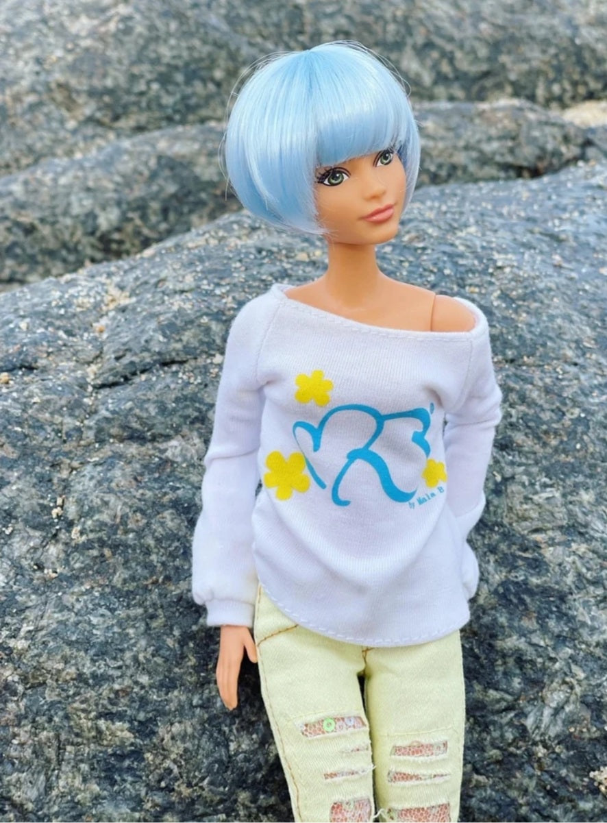 Summer Friday Vegan Mohair Wig for 1/6 Fashion Dolls, 3-4" Head