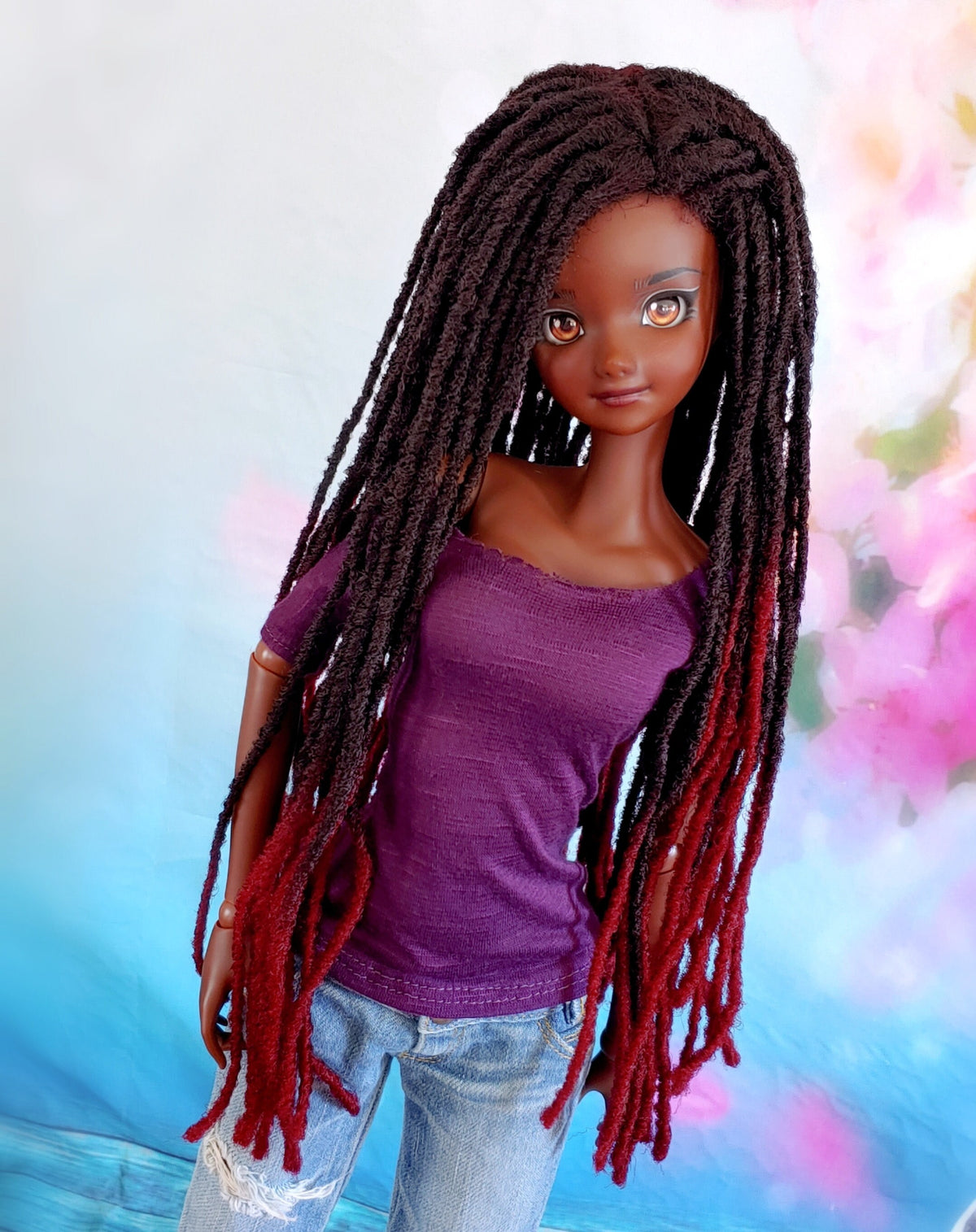 Zazou Dolls Custom doll Wig for Smart Dolls- 8" head size of Bjd, SD, Dollfie Dream dolls Ombre Marley Locs