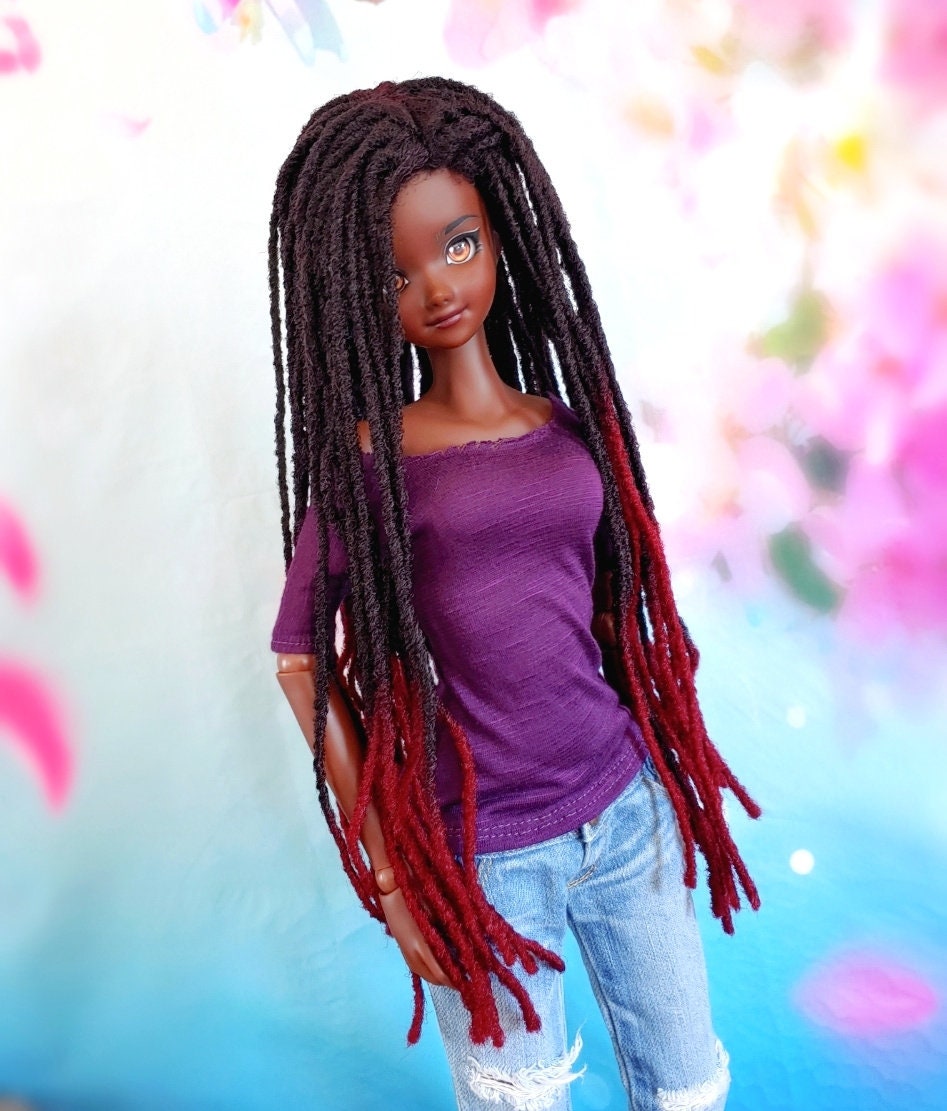 Zazou Dolls Custom doll Wig for Smart Dolls- 8" head size of Bjd, SD, Dollfie Dream dolls Ombre Marley Locs
