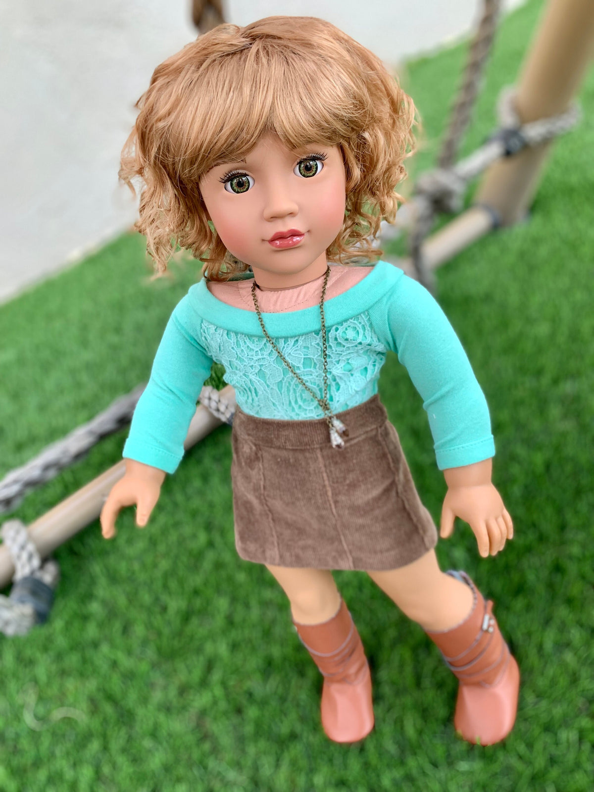 Zazou Dolls Custom 18 Inch doll Vegan Mohair Wig | 11-12" Head Size "Stretch Cap"| Fit 18’’ American Doll OG Meadowdolls Saffi