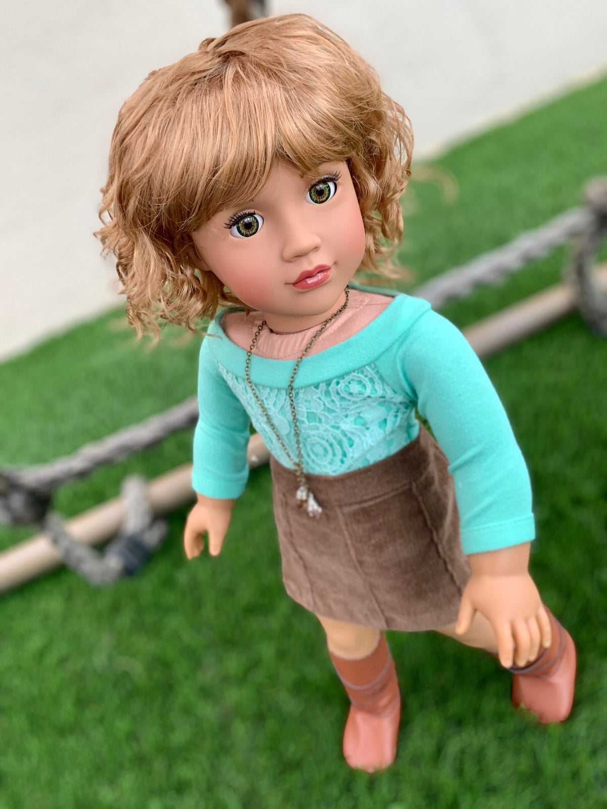 Zazou Dolls Custom 18 Inch doll Vegan Mohair Wig | 11-12" Head Size "Stretch Cap"| Fit 18’’ American Doll OG Meadowdolls Saffi