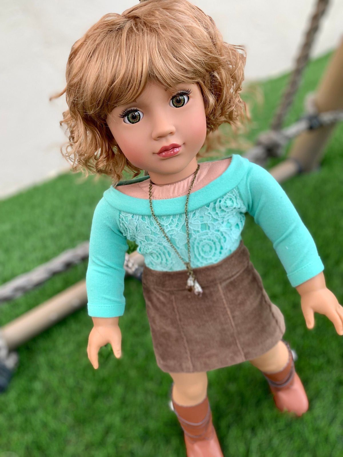 Zazou Dolls Custom 18 Inch doll Vegan Mohair Wig | 11-12" Head Size "Stretch Cap"| Fit 18’’ American Doll OG Meadowdolls Saffi