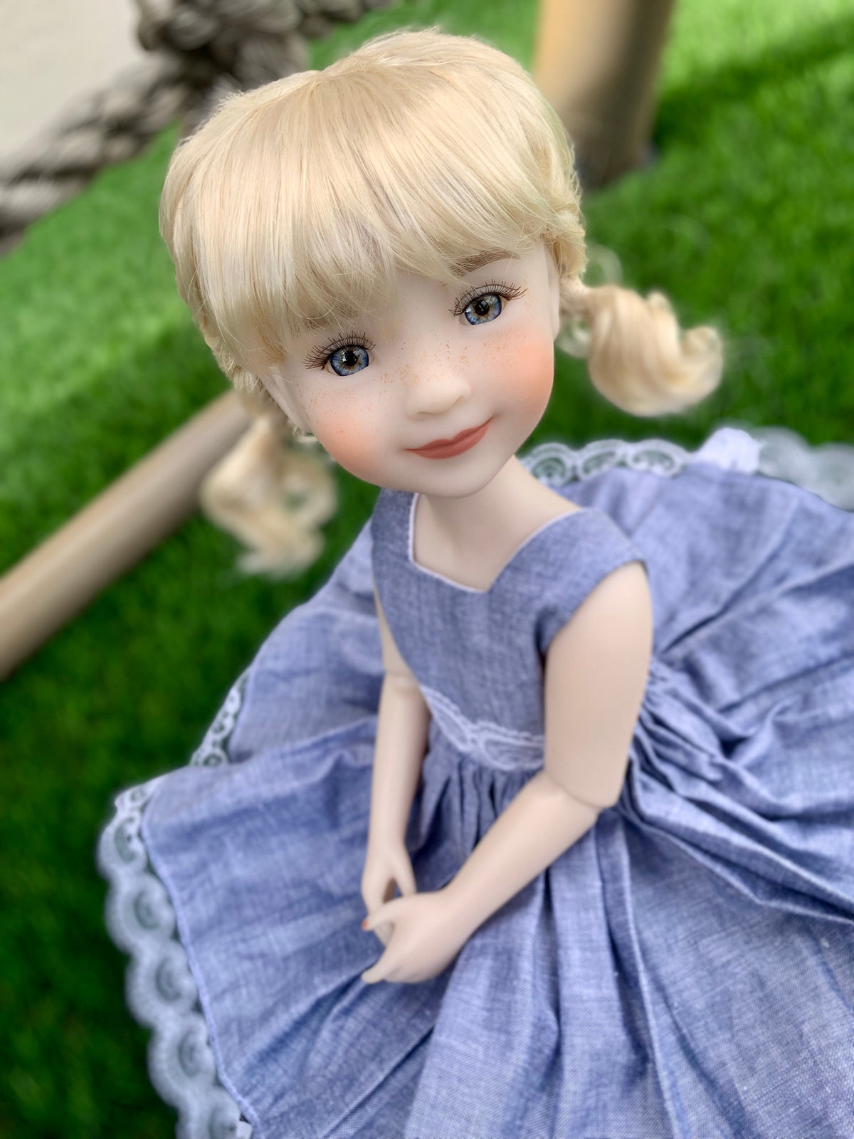 Custom doll WIG Exclusive Vegan Mohair-fits 9-10" head size Kaye Wiggs, RRFF, Wellie Dolls, bjd, Girl for All Time"Loose Fit"