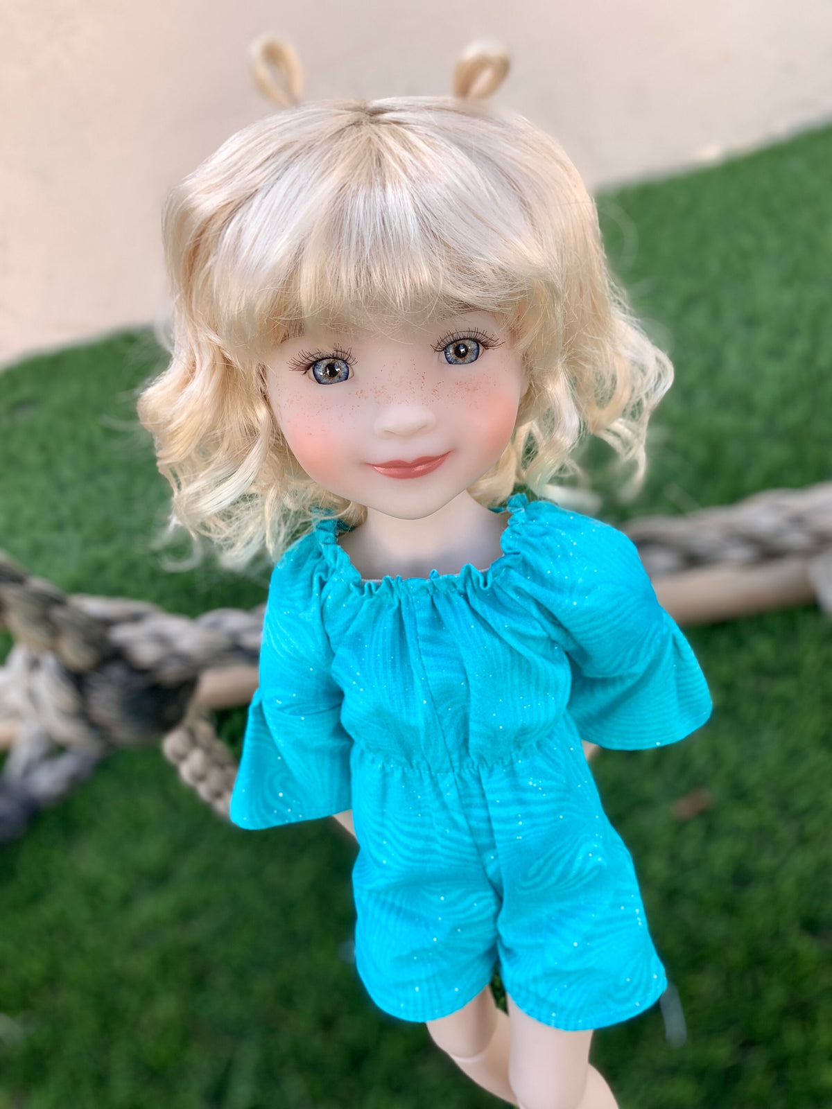 Custom doll WIG Exclusive Vegan Mohair-fits 9-10" head size Kaye Wiggs, RRFF, Wellie Dolls, bjd, "Loose Fit" loop pigtail