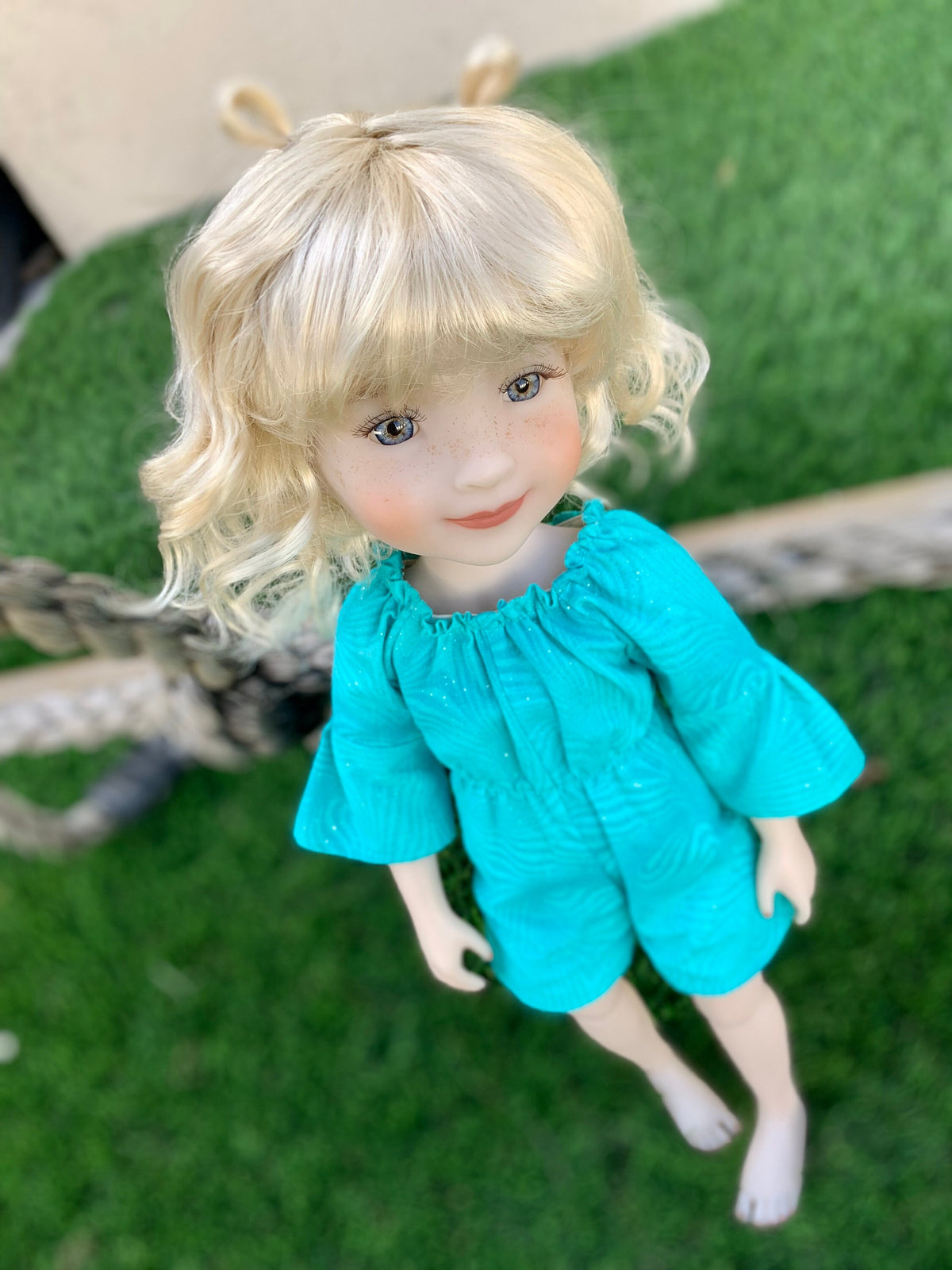 Custom doll WIG Exclusive Vegan Mohair-fits 9-10" head size Kaye Wiggs, RRFF, Wellie Dolls, bjd, "Loose Fit" loop pigtail