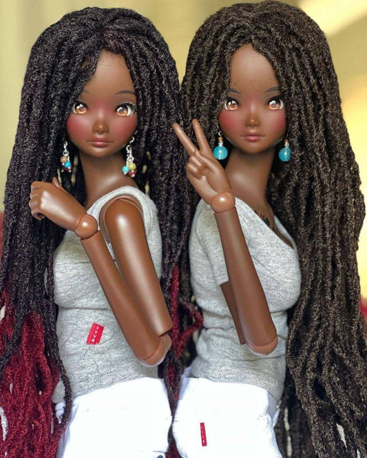 Zazou Dolls Custom doll Wig for Smart Dolls- 8" head size of Bjd, SD, Dollfie Dream dolls Ombre Marley Locs