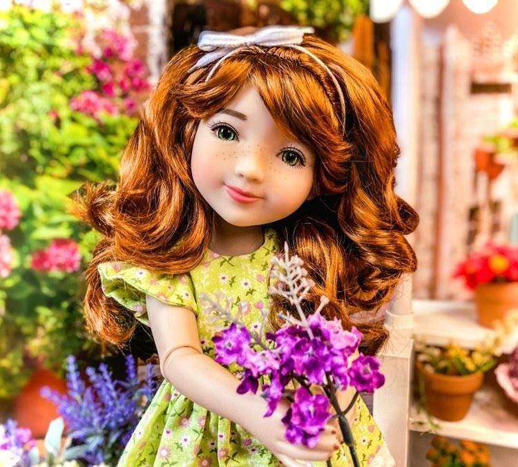 PREORDER Custom doll WIG Exclusive Vegan Mohair-fits 9-10" head size Kaye Wiggs, RRFF, Wellie Dolls, bjd, Girl for All Time"Loose Fit" red