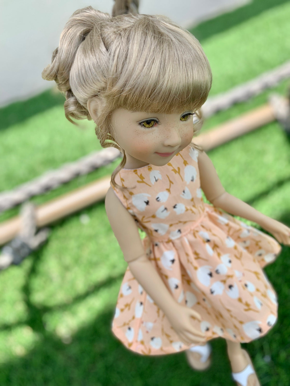 Custom doll WIG Exclusive Vegan Mohair-fits 9-10" head size Kaye Wiggs, RRFF, Wellie Dolls, bjd, Girl for All Time "Loose Fit" Zazou