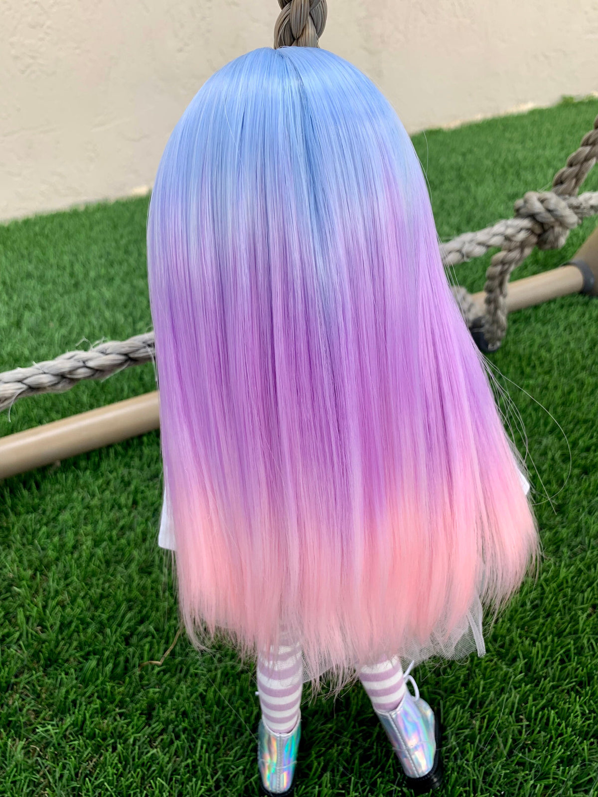 Custom doll WIG for 14" Dolls - Heat Safe-Tangle Resistant-fits 8-9" head size Meadowdolls Dumplings, Ruby Red Fashion Friends "Snug Fit"