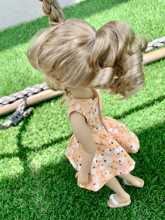 Custom doll WIG Exclusive Vegan Mohair-fits 9-10" head size Kaye Wiggs, RRFF, Wellie Dolls, bjd, Girl for All Time "Loose Fit" Zazou