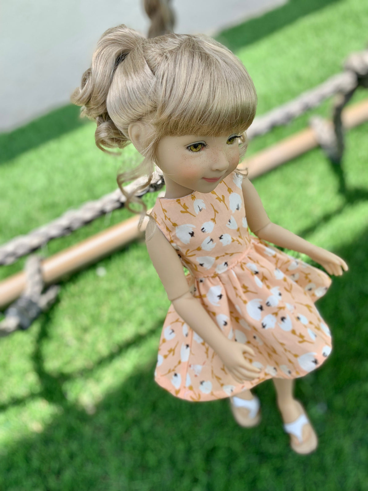 Custom doll WIG Exclusive Vegan Mohair-fits 9-10" head size Kaye Wiggs, RRFF, Wellie Dolls, bjd, Girl for All Time "Loose Fit" Zazou