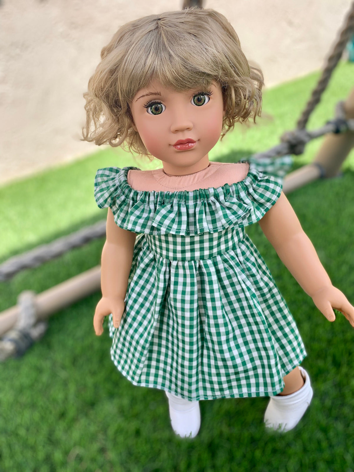 Zazou Custom 18 Inch doll Vegan Mohair Wig | 11-12" Head Size "Stretch Cap" | Made to Fit 18’’ American Girl Doll OG Meadowdolls Ardyn