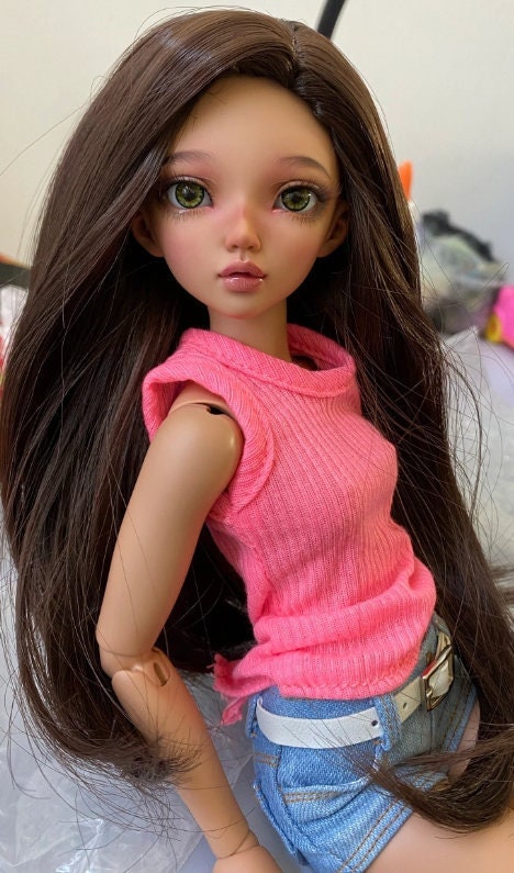 Custom doll Wig for Minifee 1/4 BJD Dolls- "TAN CAPS" 6-7" head size of Bjd, msd, Boneka ,Fairyland Minifee dolls brown natural