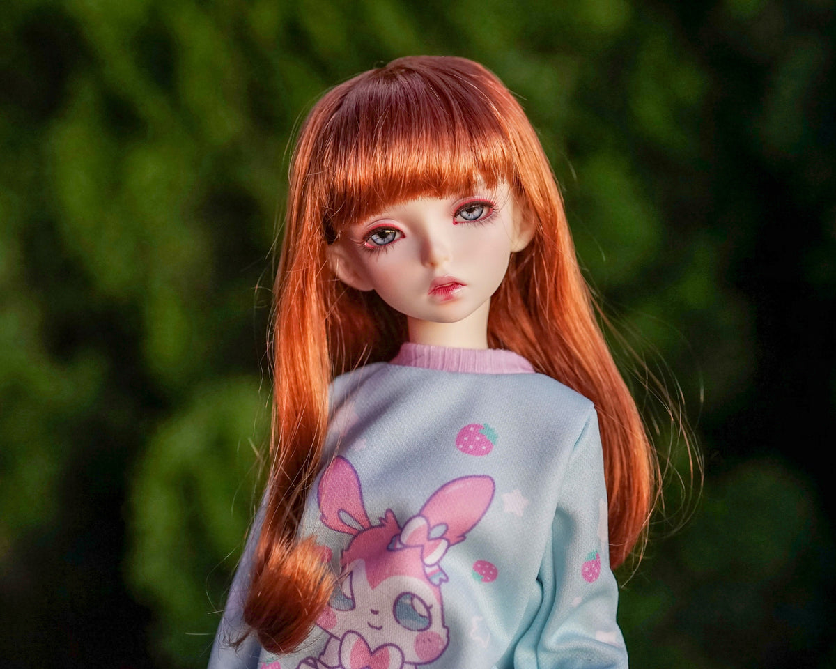 Custom doll Wig for Minifee 1/4 Bjd Dolls- "TAN CAPS" 6-7" head size of Bjd, msd, Boneka ,Fairyland Minifee dolls mohair red