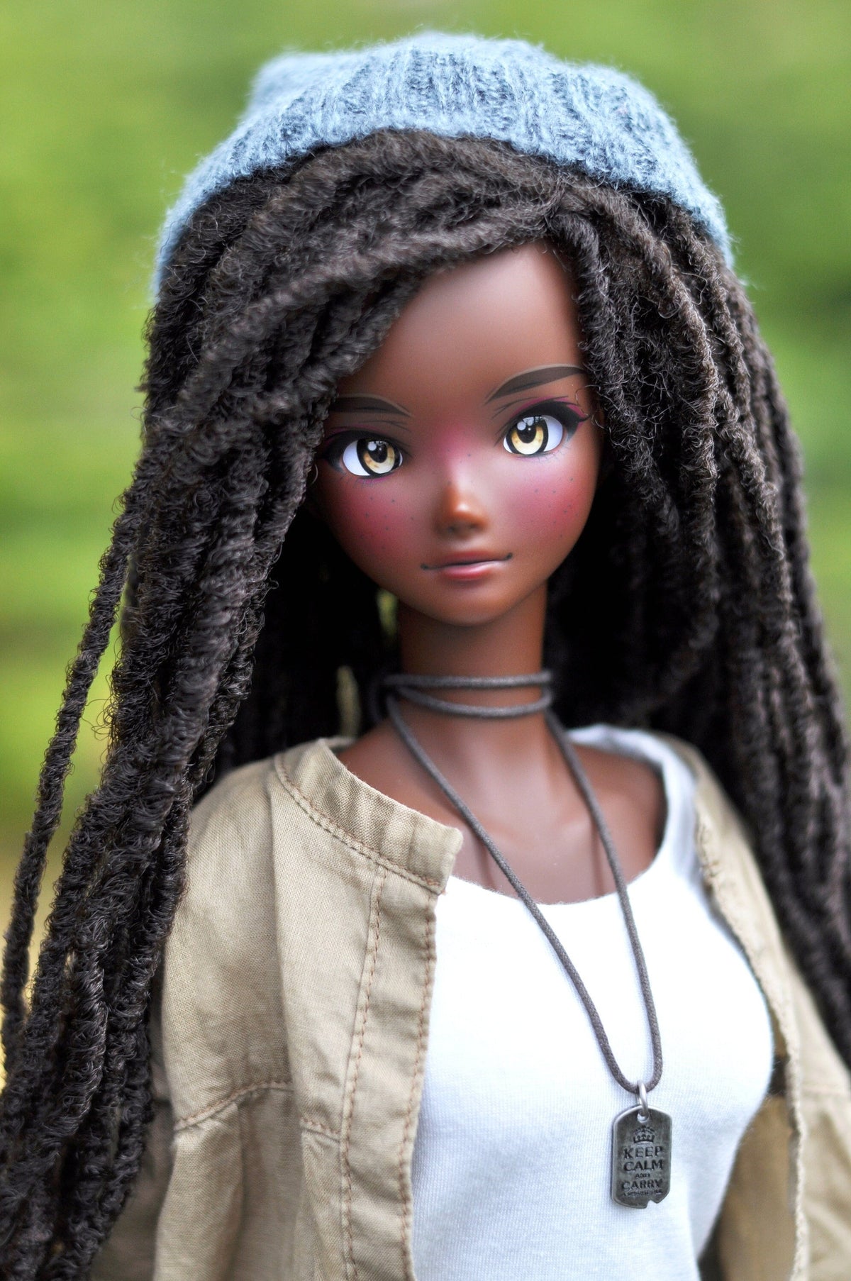 Custom doll Wig for Smart Dolls- 8.5" head size of Bjd, SD, Dollfie Dream dolls chocolate Dark brown Marley Locs Zazou Dolls