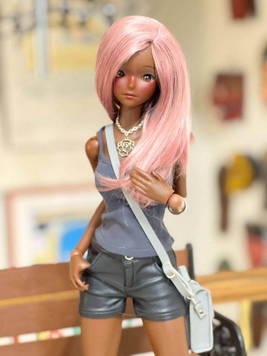Geranium Pink wig for Smart Doll