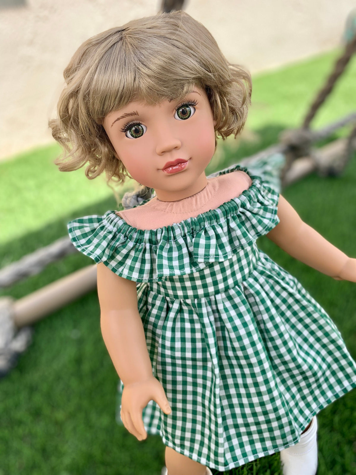 Zazou Custom 18 Inch doll Vegan Mohair Wig | 11-12" Head Size "Stretch Cap" | Made to Fit 18’’ American Girl Doll OG Meadowdolls Ardyn