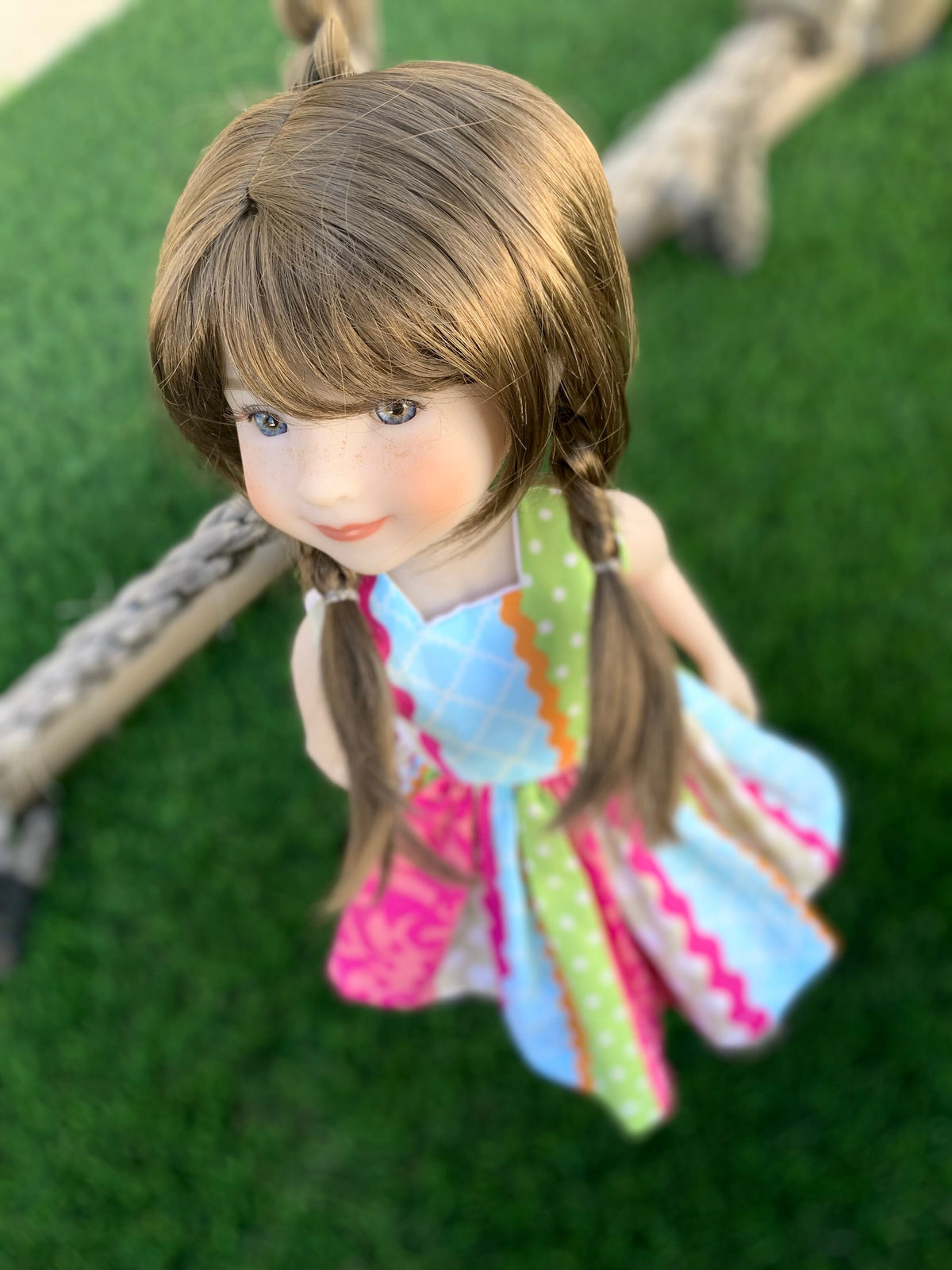 Zazou Custom doll WIG Exclusive Vegan Mohair-fits 9-10" head size Kaye Wiggs, RRFF, Wellie Dolls, bjd, Girl for All Time "Loose Fit"