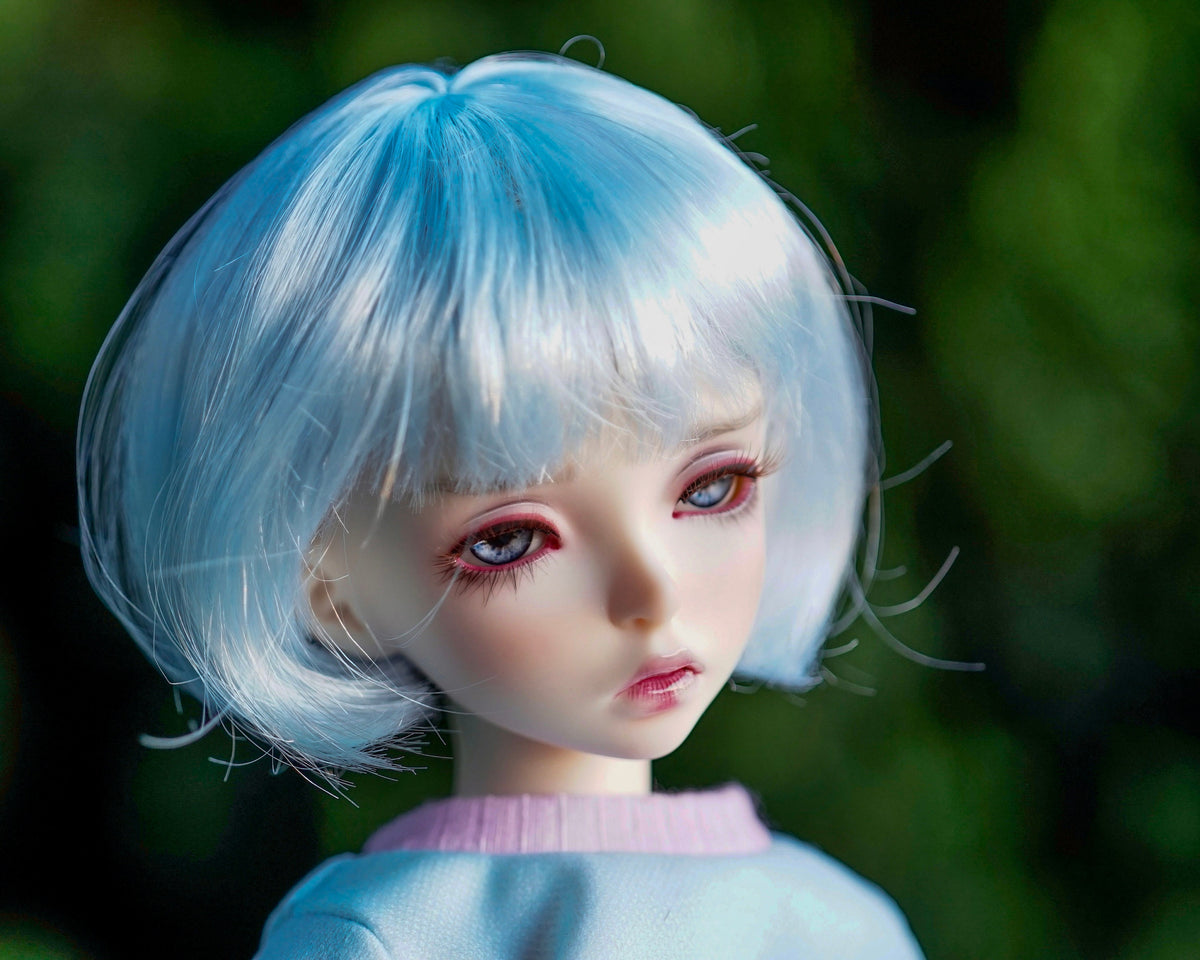 Custom doll Wig for Minifee 1/4 BJD Dolls- "TAN Caps" 6-7" head size of Bjd, msd, Boneka ,Fairyland Minifee dolls mohair blue