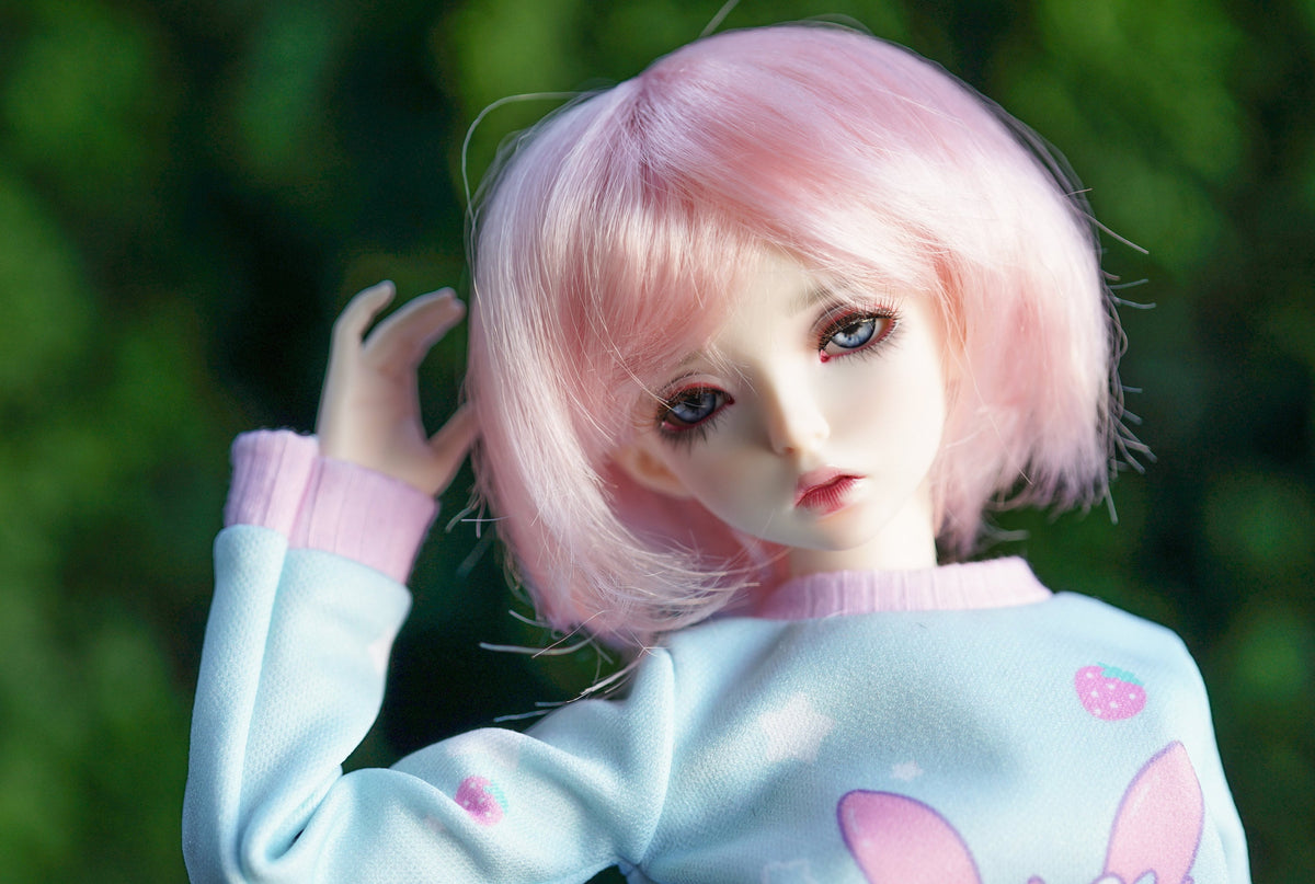 Custom doll Wig for Minifee 1/4 BJD Dolls- "TAN Caps " 6-7" head size of Bjd, , Boneka ,Fairyland Minifee dolls mohair pink