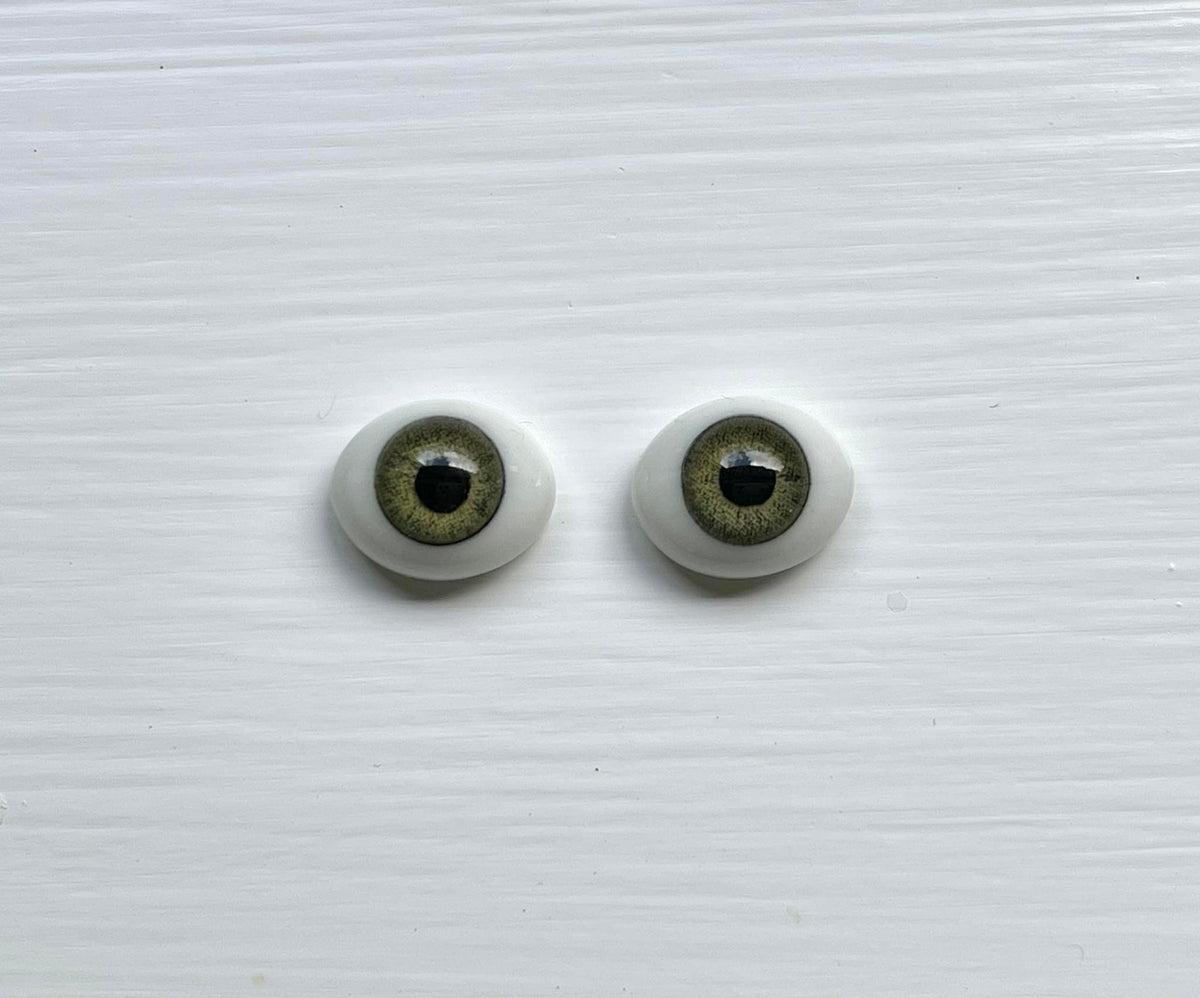Natural 12mm Oval Glass Doll Eyes , realistic doll eyes, doll eyes replacement, Fits Meadowdolls dumplings, tweens and similar