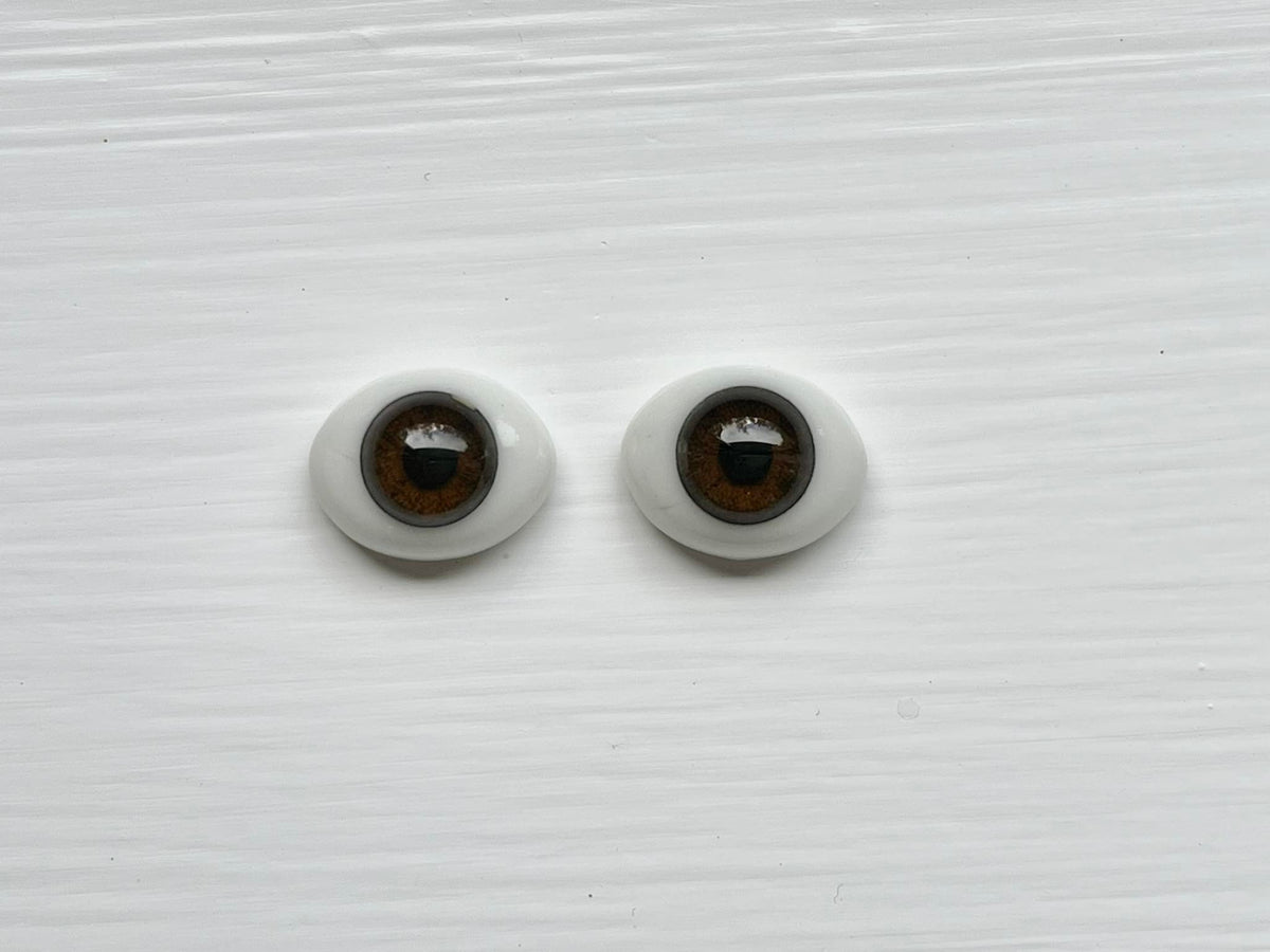 Natural 12mm Oval Glass Doll Eyes , realistic doll eyes, doll eyes replacement, Fits Meadowdolls dumpling and similar