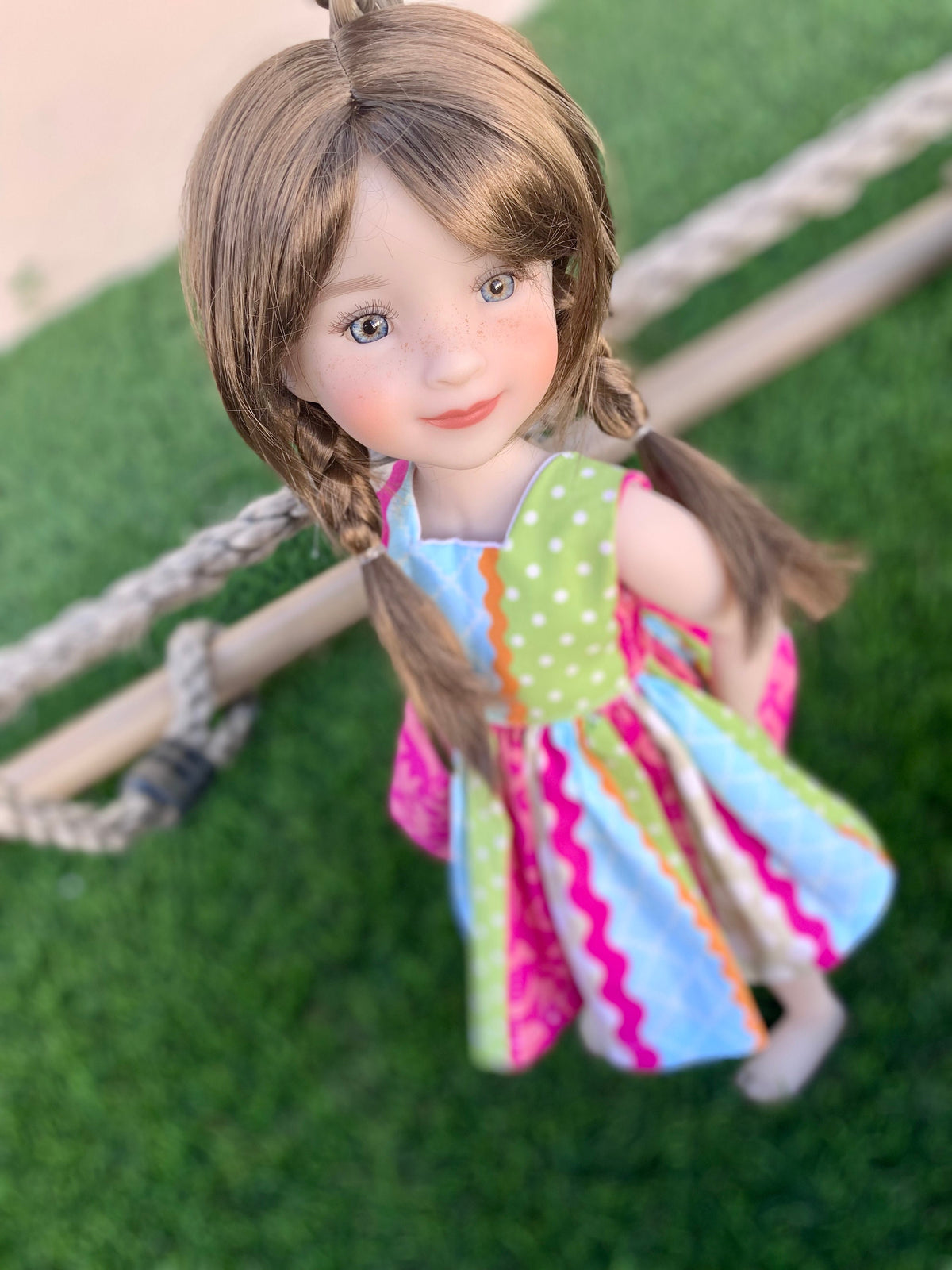Zazou Custom doll WIG Exclusive Vegan Mohair-fits 9-10" head size Kaye Wiggs, RRFF, Wellie Dolls, bjd, Girl for All Time "Loose Fit"