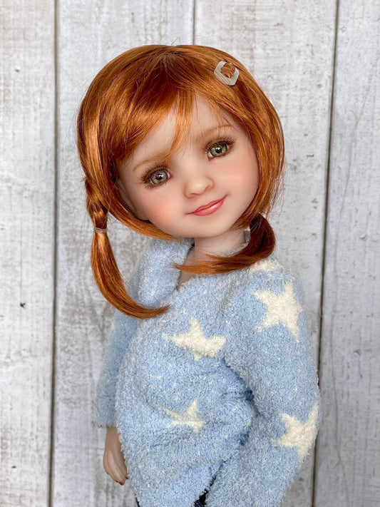 Zazou Dolls Custom doll WIG Exclusive Vegan Mohair 9-10" head size Kaye Wiggs, RRFF, wellie , bjd, Girl for All Time Carrot red