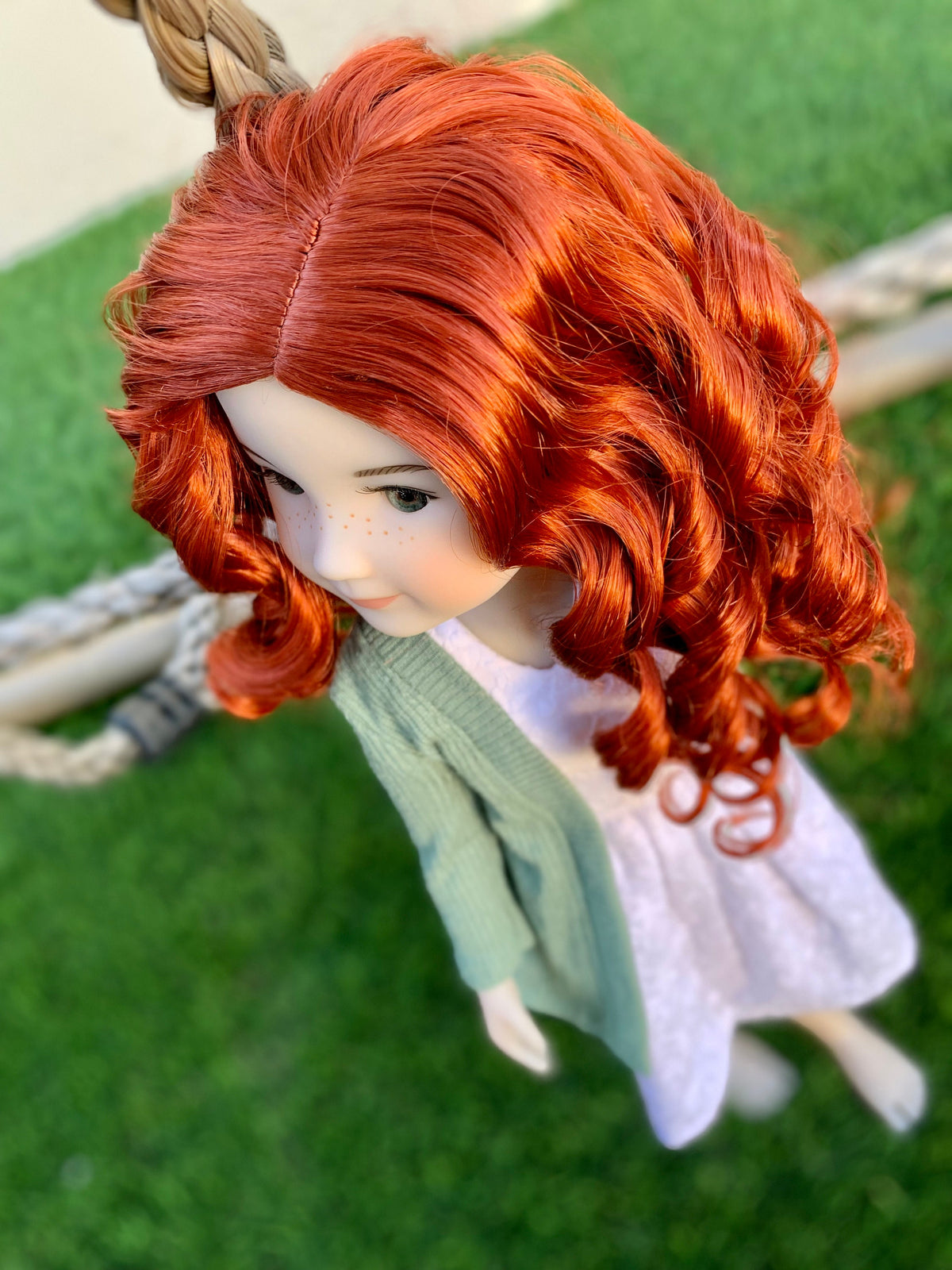 Zazou Exclusive Vegan Mohair Custom doll WIG fits 8-9" head size Kaye Wiggs, RRFF, Meadowdolls Dumplings , bjd, "Stretch Fit"