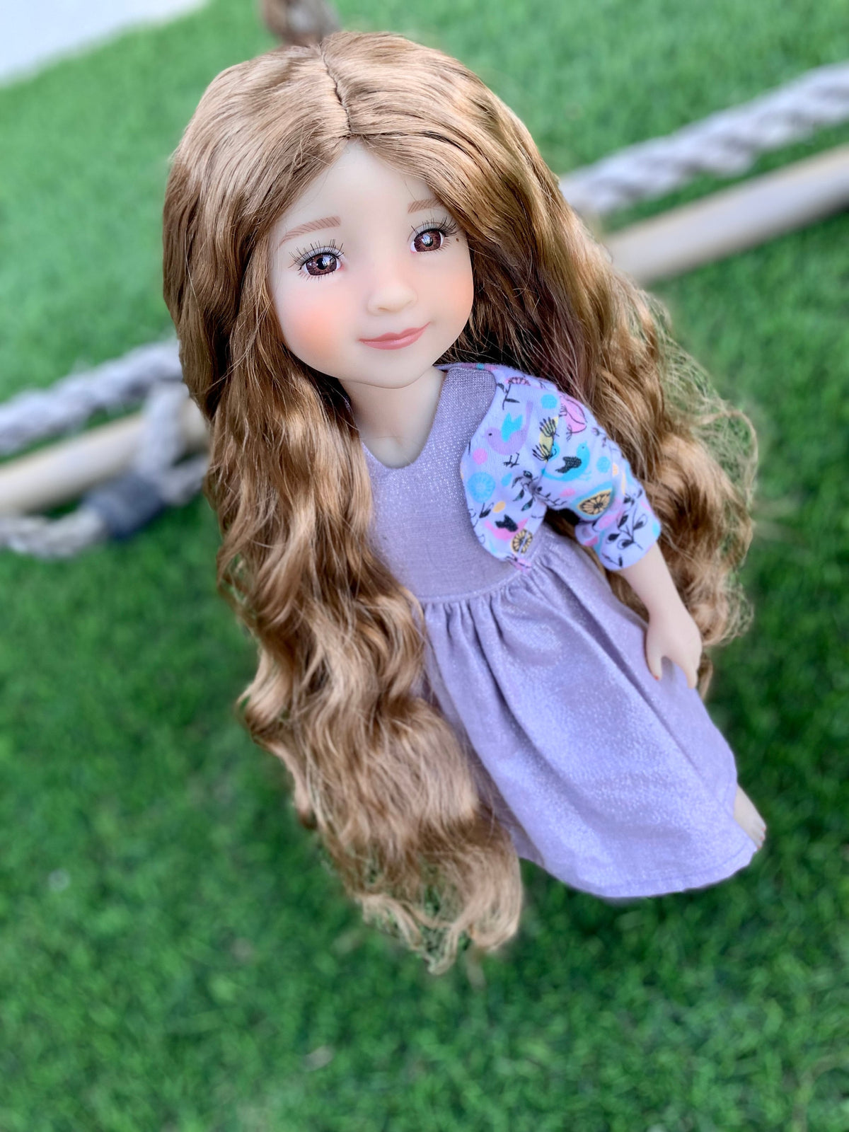 PREORDER Custom doll WIG Exclusive Vegan Mohair-fits 9-10" head size Kaye Wiggs, RRFF, bjd, Girl for All Time "loose fit " Zazou Dolls