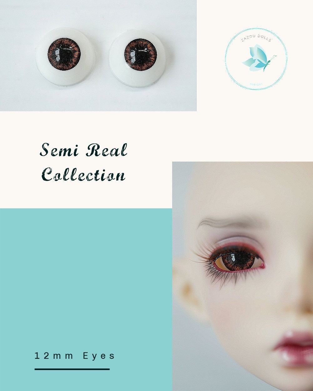 Natural Eyes for Fairyland Minifee Doll, realistic doll eyes, doll eyes replacement, 12mm Fit RRFF, BJD, Tonner Ellowyne Doll & similar