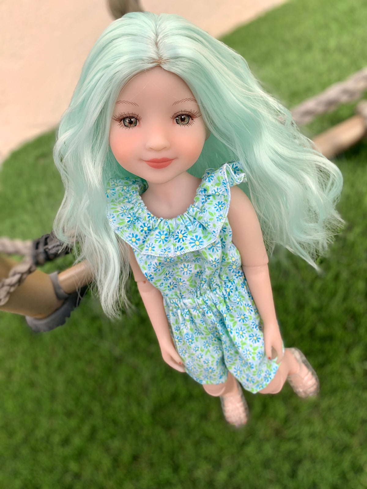 Pistachio heat safe wig for 14" doll