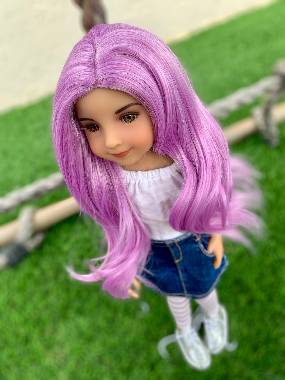 Magical Magenta heat safe wig for 14" doll
