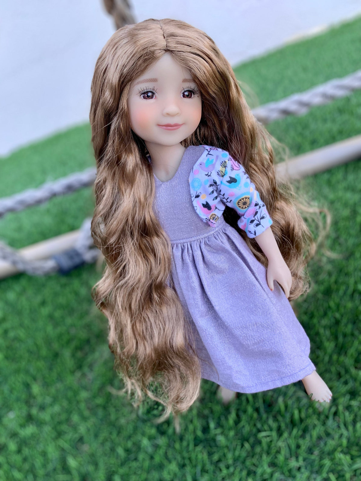 PREORDER Custom doll WIG Exclusive Vegan Mohair-fits 9-10" head size Kaye Wiggs, RRFF, bjd, Girl for All Time "loose fit " Zazou Dolls
