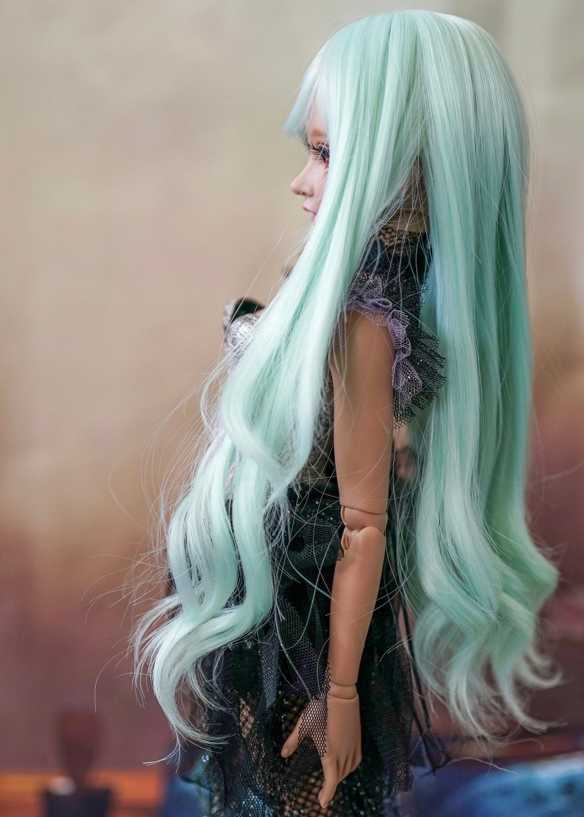 Custom doll Wig for Minifee Dolls- "TAN CAPS" 6-7" head size of Bjd, msd, Boneka ,Fairyland Minifee dolls anime limited 2 in 1