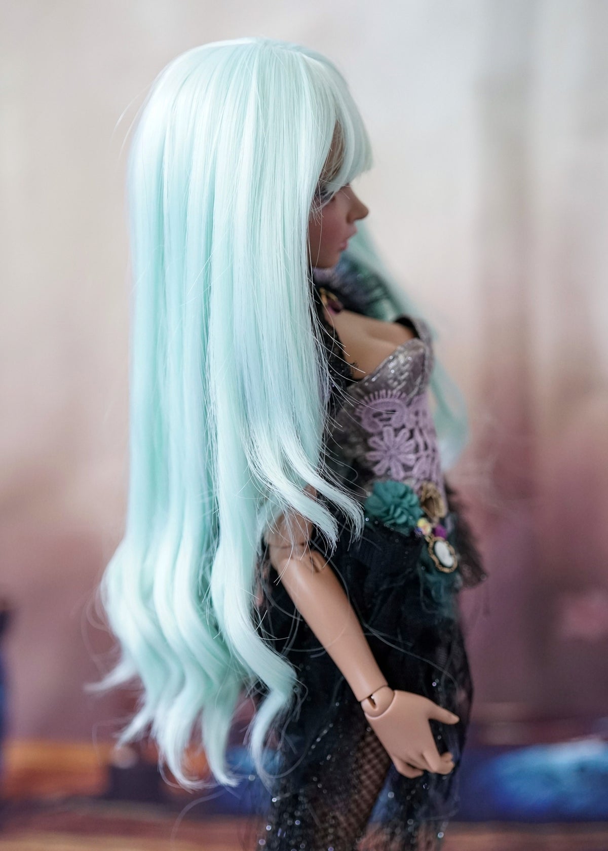Custom doll Wig for Minifee Dolls- "TAN CAPS" 6-7" head size of Bjd, msd, Boneka ,Fairyland Minifee dolls anime limited 2 in 1
